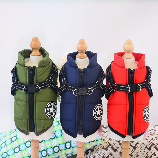 Cozy & Waterproof Winter Dog Coat with Harness