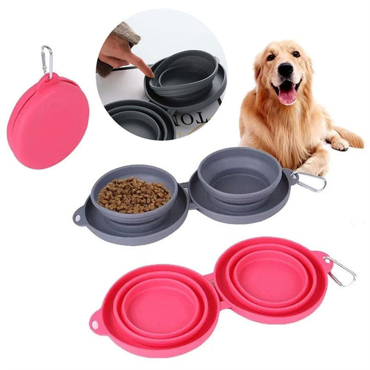 Convenient Foldable Double Pet Bowl – Perfect for Dogs and Cats!